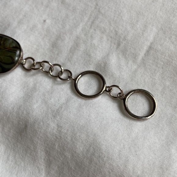 VINTAGE Lucas Lameth Abalone Shell Clasp Bracelet Blue Green sterling silver - Picture 4 of 10